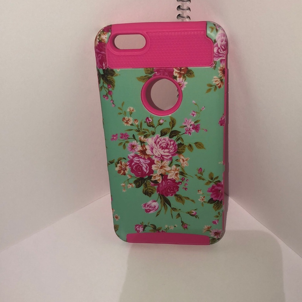 Turquoise and hot pink floral  IPhone 6s Plus case